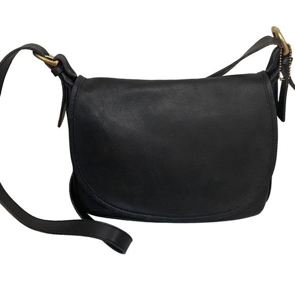 Coach Handbags - Vintage Coach Fletcher Black Leather Flap Bag #4150
